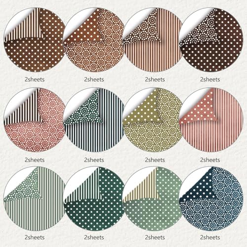 24 Sheets Brown Dot Scrapbook Paper 12x12 Inch 160gsm Double Side