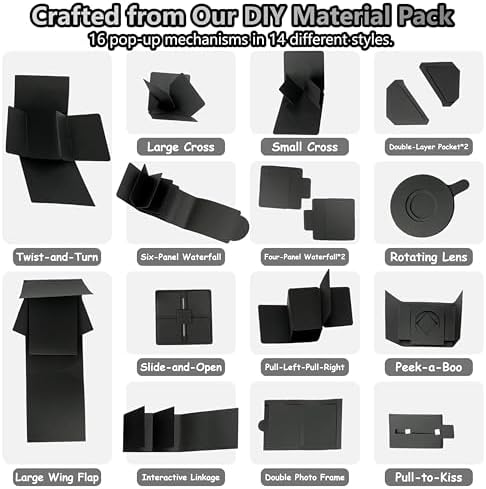 Ranxu 3D Photo Album Kit for Scrapbook, 16 Sets DIY Photo Album Materials