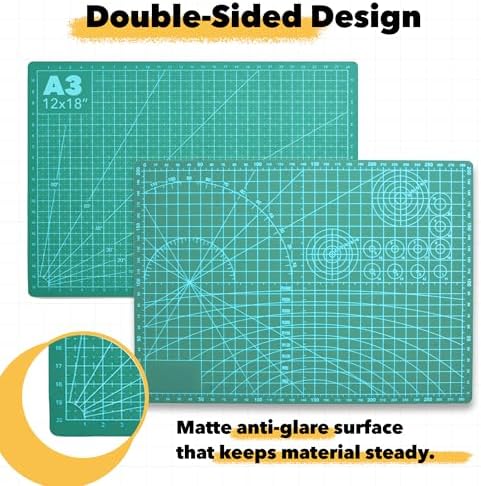 Mandala Crafts Self-Healing Green 12" x 18" A3 Cutting Mat Kit for Sewing
