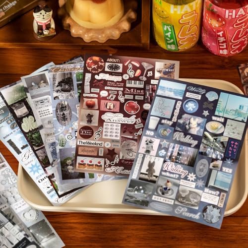 Japanese Heisei Retro Sticker Book, 27 Sheets Cute Aesthetic Stickers, Multiple Stories Journal Stickers for Scrapbooking, Planners, DIY Crafts, Decoration