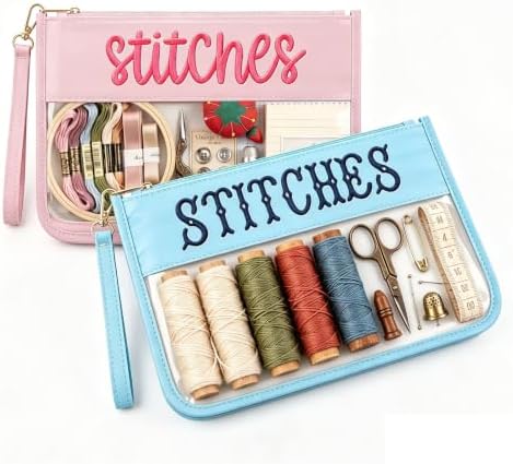 RF REENFAYA Clear Zipper Project Pouch for Needlepoint & Embroidery