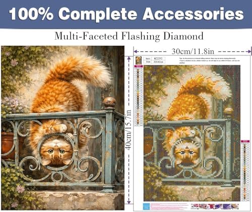 ijbnhd Diamond Art Kits for Adults Cat Diamond Painting Kits 12x16 inch
