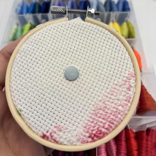 Needle Minder for Keeping Sewing & Embroidery Needles – Magnetic Needlepoint Holder, Cross Stitch Supplies – Secure & Decorative Needle Minders for Stitching & Crafting (Floral Cat)