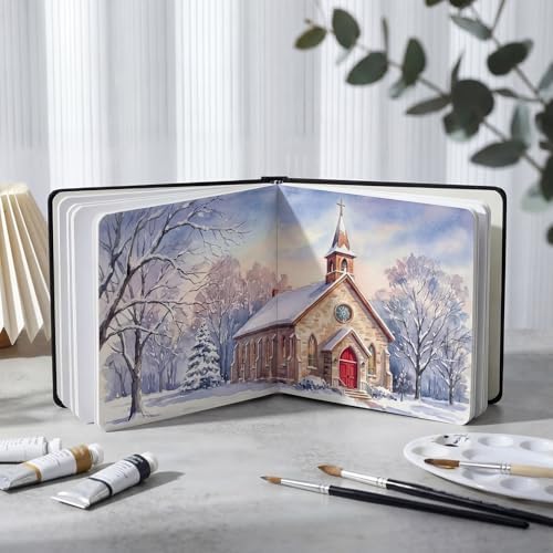 2 Pcs 5.5in Watercolor Sketchbook Journal Square Watercolor Notebook Black