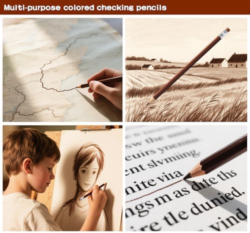 Adhere 25pcs Checking Pencils Erasable colored Pencils Pre-Sharpened #2 HB,for Checking Tests Grading,Map Coloring, editing Office Favors,including a Free sharpener. (Brown)