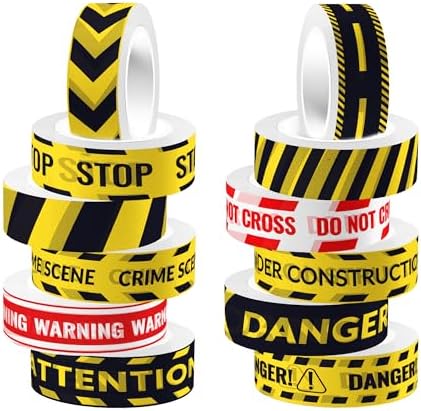 Construction Washi Tape Set 12 Rolls,Architectural Slogans Washi Tape Decorative Paper Stickers Decorative Tape for Construction Birthday Party Craft,Scrapbook,DIY, Planner,Gift Wrapping,Party Decor