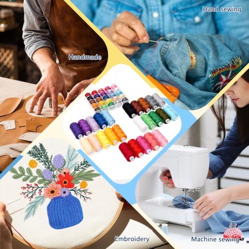 Sewing Machine Hand Thread Kit, 25 Bobbins + 25 Thread Spools