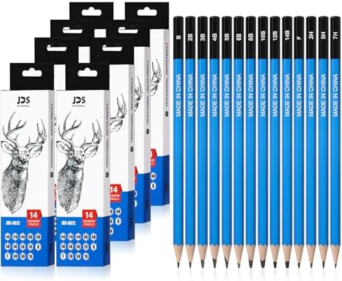 112 Pcs Graphite Sketch Pencil Set Professional Drawing Sketching Pencil Set (14B - 7H) Art Graphite Pencils Artist Pencils Drawing Pencils for Beginners & Pro Artists