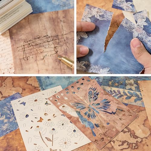 Mayplous 4 Packs Flower Lace Cutouts Decorative Paper & Sticker Set Floral Butterfly Plant Shapes Scrapbooking Die-Cut Paper Shiny Stickers for Journal Card Making Collage Craft (Sophie)