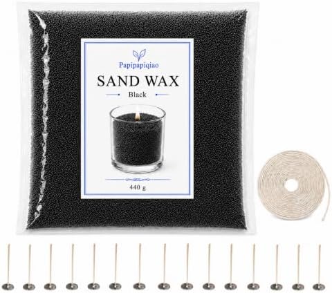 Sand Wax for Candle Making, 440g Refillable Candle Wax Sand, Black