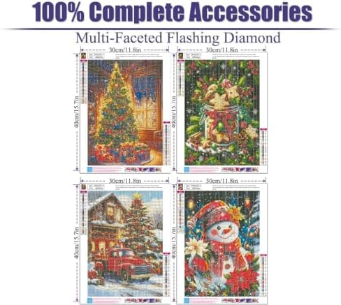 4 Pack Christmas Diamond Art Kits for Adults, DIY Christmas Wall Decor