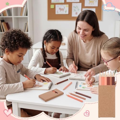 Ctosree 24 Packs Mini Colored Pencil Bulk 6 Per Box, Skin Tone, 3.5''