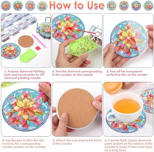 ijbnhd Mandala Diamond Painting Coasters Kit with Holder