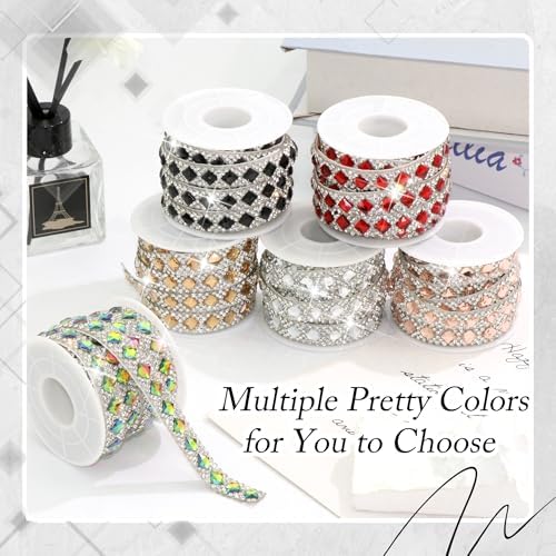 Gold Glass Gems Crystal Rhinestone Ribbon 1 CM Wide Diamond Strip