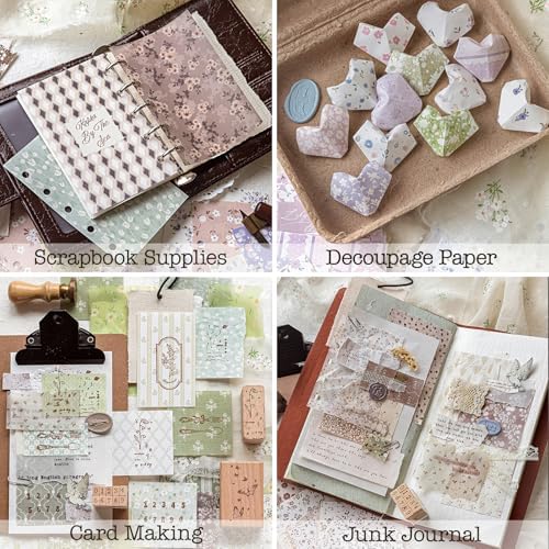 312 Pcs Floral Vellum Scrapbook Paper Kit, Vintage Decoupage Paper