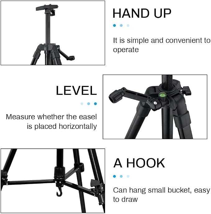 RRFTOK 21-61 Inch Adjustable Art Easel Stand for Painting with Tray | Portable metal easel with paintbrush tray for painting, canvas holder, artists, adults and floor use