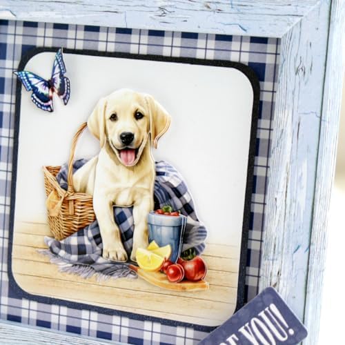 Katy Sue Designs Picnic Pups Die Cut Topper & Decoupage Collection. 4 Sheets of Dog-Themed Square Card Toppers & 4 Sheets of Matching Die Cut Decoupage Sheets for Card Making Supplies & Craft Supplies