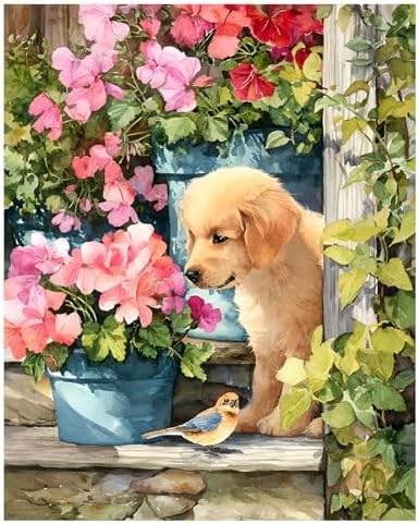 xcemhil Dog Paint by Numbers Kit for Adults Beginner, Dog Paint by Numbers for Adult, Acrylic Paint by Number Kits Suitable for Home Wall Art Decor Gifts 16x20 Inch