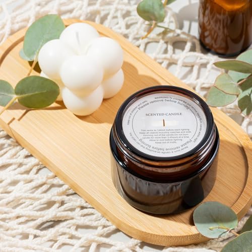 MECCANIXITY 60 Pcs Candle Dust Covers, 8.5cm/3.3" Round Printed Translucent Candles Drip Protectors Lid Accessories Letter Pattern for Craft Fragrance Making Jars Boxes Packaging