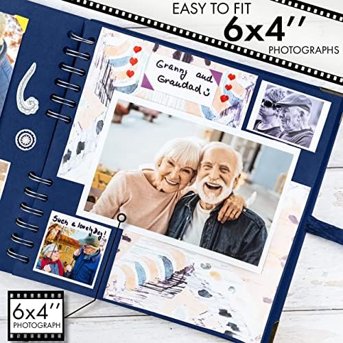 Bstorify Square Scrapbook Photo Albums 8 x 8 Inch Blue Hardcover with Ribbon Closure - Ideal for Scrapbooking, Art & Craft Projects | Hardcover with Thick Kraft Paper, Ideal for Your Scrapbooking Albums, Art & Craft Projects (Blue, 8 x 8 Inch)