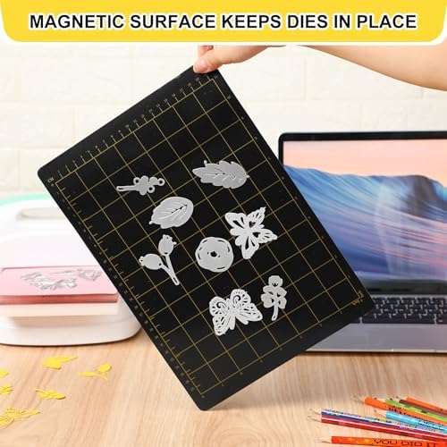 Copkim 2 Pcs 9''W 12.5''L Magnetic Cutting Shim Grid Magnetic Shim Embossing Machine Die Pads Black Sheet Die Cutting Machine Accessories