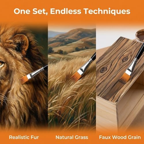 4Pcs Comb Artist Brush Set,Professional Synthetic Squirrel Hair Rake Brushes for Textured Art, Acrylic Paint Brush Sets for Artists, Creating Wood Grain, DIY Crafts & Greeting Cards