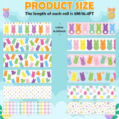 12 Pcs Cute Bunny Washi Tape Strong Adhesion for Cards DIY Crafts