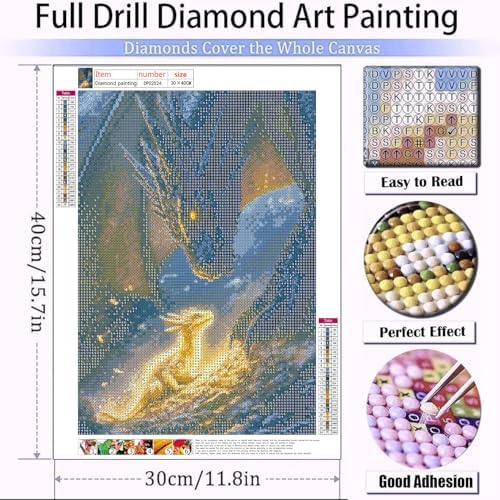 AIBOERL Diamond Art Kits for Adults，DIY Dragon Diamond Painting Wall Decor | Round Drill Dragon Diamond Painting for Beginners DIY Rhinestone 5D Diamond dots(Gemstone Craft)Wall Art Gift 12x16IN