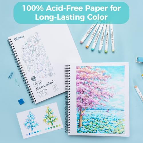 Ohuhu 11"x14" Double-Sided Bleedproof Marker Pad Art Sketchbook 50 Sheets