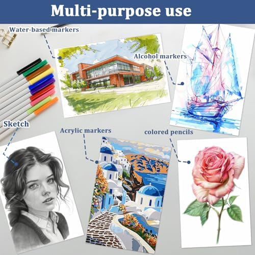 Tlenpo 8.5 x 5.5 Marker Paper Pad 100 Sheets, Bleedproof Sketchbook for Alcohol Markers, 120gsm/73lb Art Sketch Pad Paper Painting Coloring Paper for Drawing & Coloring