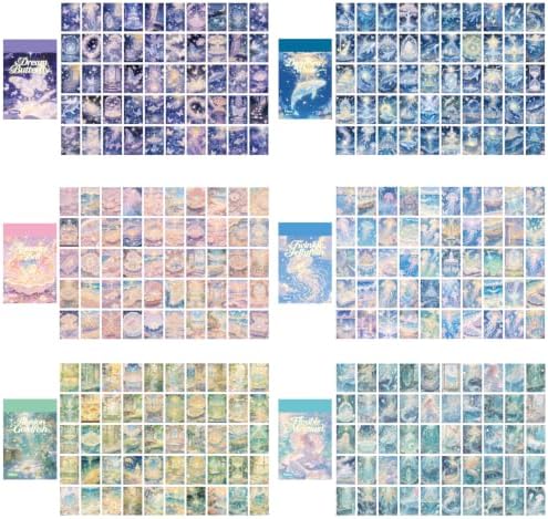 Washi Stickers Set Vintage Aesthetic Sticker Book for Journaling, DIY Decorative Paper Sticker Decals for Bullet Journal Art Scrapbooking Diary Card Craft Gift Album (Ocean Style)