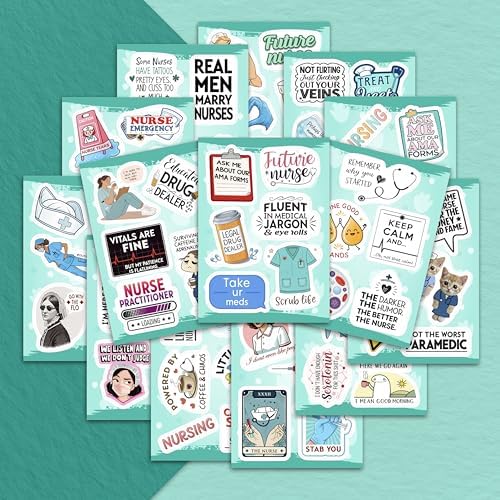 100Pcs Funny Nurse Stickers for Water Bottle, Laptop - Nurse Appreciation Gifts, RN Party Supplies - Nursing Week, Healthcare Medical Hospital Stickers