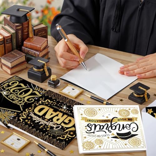 Saillong 12 Pack 2026 Graduation Diamond Painting Greeting Card Kits Class of 2026 Grad Diamond Art Cards with Envelope 5D Rhinestones Painting Making Kit for Adult DIY Craft High School Graduate Gift
