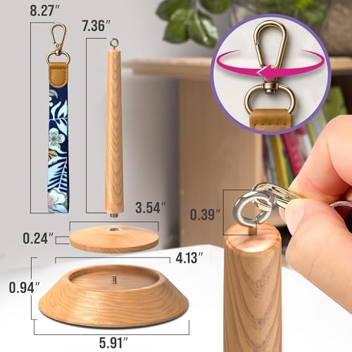 BARVA 2 in 1 Upgraded Table Chunky Yarn Holder 22 Lb & Mini Wristlet Spinner | Bracelet Spindle On the Go for Travel & Car | Wood Crochet Accessories | Compact Fiber Tools | Top Crafts Gifts for Women