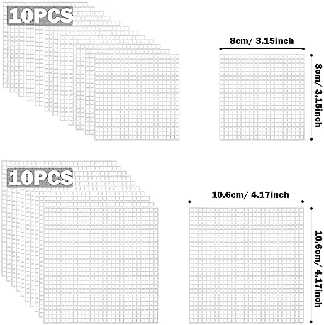 Allazone Plastic Mesh Canvas Sheets for Embroidery - 53 PCs, Square Mesh, Knit & Crochet Projects