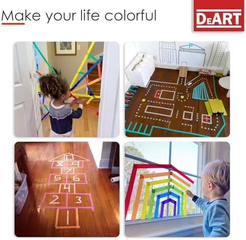 DEART Colored Masking Tape Painters Tape Writable 12, 8 or 6 Pack - 1 inch or 0.6 Inches for Arts & Crafts, Art Supplies, Whiteboard Tape Dry Erase Board Tape Craft Supplies (6, Large (20 Yd))