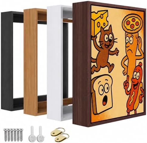 Canvas Floater Frame for 1 to 1.25 Inch Deep Gallery Wrapped Canvas, Modern Wood Grain Textured Floating Frame for Finished Oil Paintings & Wall Art, Durable Lightweight Polyresin, Made in USA (Dark Brown,16 x 24 Inch)