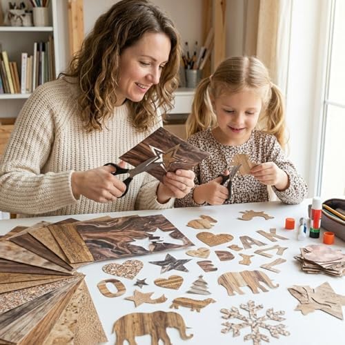 6-inch Wooden Patterned Scrapbook Paper Pad, 24 Sheets Double Sided Retro Aesthetic Origami Paper for Journaling, Collage, DIY Card, Folded Photo Album, Handmade Crafts & Decor Projects
