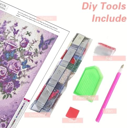 DIYCYCY Floral&Butterfly Diamond Art Kits for Adults Beginners 12x16 in | DIY 5D Diamond Painting Flowers,Round Full Drill Gem Art for Adults,Diamond Dots Paintings Picture Crafts,Home Wall Decor