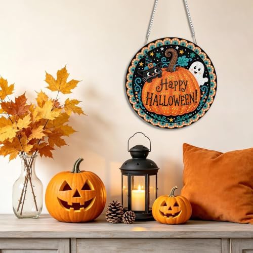Halloween Diamond Art Hanging Kit for Adult, Diamond Art Painting 8x8in