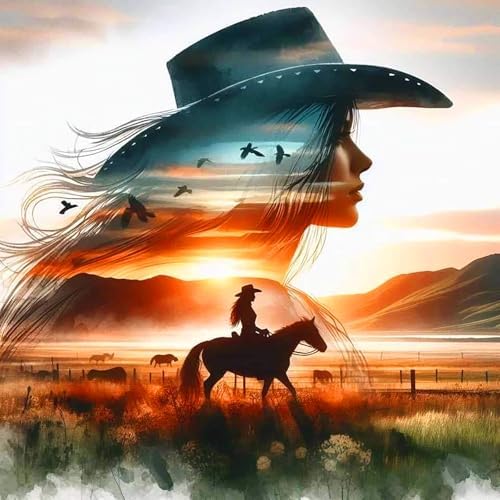 Axquilon Cowgirl Diamond Art Kits for Adults 14x14 inch