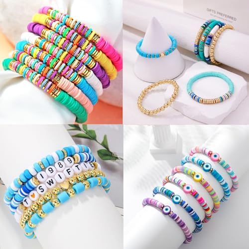 2880pcs Polymer Clay Beads Bracelet Making kit,Cute Fun Beads Sport Ball Fruit Flower Animal Cake Butterfly Heart Beads Charms for Jewelry Necklace Earring Making DIY Accessories for Children Girls