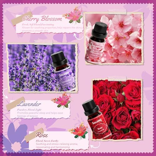 SALKING Floral Essential Oils Set, Pure and Natural Diffuser Oil, 6 x 10 ML