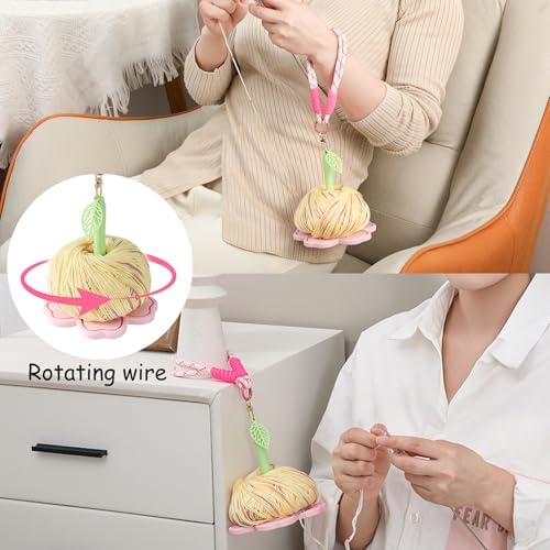 RSRIHE Portable Wrist Yarn Holder- 3D Printed Sakura Crochet Holder for Knitting. Perfect for Travel and on-The-go Crocheting. Comfortable Handmade Tool for Yarn Lovers