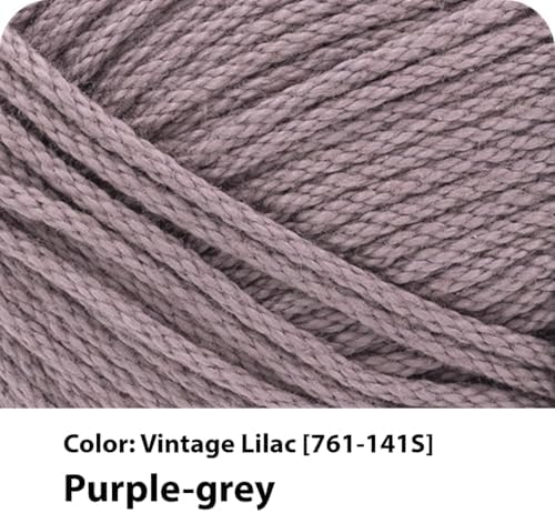 Lion Brand Yarn, 24/7 Cotton Mercerized Lightweight Yarn for Knitting, Crochet, and Crafts, Vintage Lilac, 1 Pack, 185 Yards of Natural Fiber for Breathable Tops, Durable Bags, Easy-Care Dish Cloths