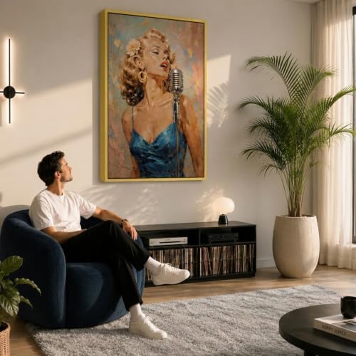 Canvas Floater Frame for 1”–1.25”Deep Gallery Wrapped Canvas, Wood-Look Floating Frame Wall Artwork for Oil Paintings, Gallery Bedroom, Living Room, Studio, Made in USA (Champagne Gold,18x30)