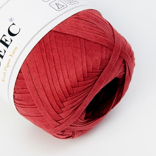 NICEEC 3 Skeins Kraft Paper Yarn 474yds/5.3oz - Red