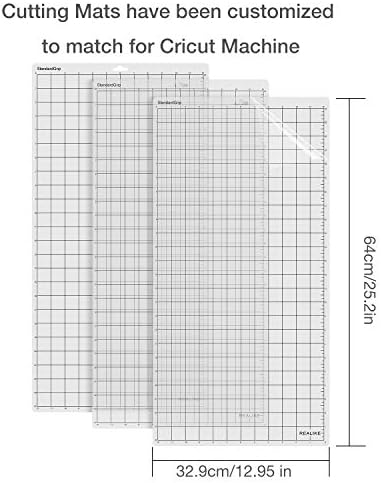 REALIKE StandardGrip Cutting Mat Compatible with Cricut Maker 3/Maker 4/Maker/Explore 3/4/Air 2/Air/One(3 Mats,12x24 inch) Standard Adhesive Non-Slip Cut Mats for Crafts, Quilting, Sewing and All Arts