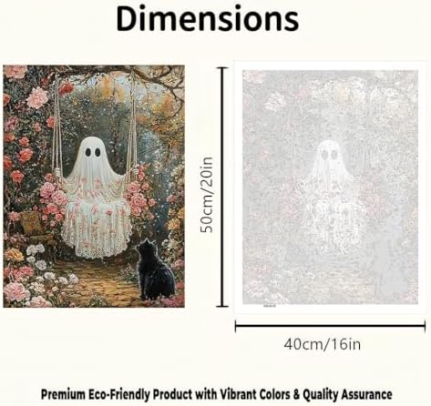CraftBliss Halloween Ghost Swing Paint by Numbers Kit for Adults, DIY Paint by Numbers Kits for Adults Beginners Without Frame, Acrylic Paint Canvas Painting Kits Art Home Decor 16x20 Inch