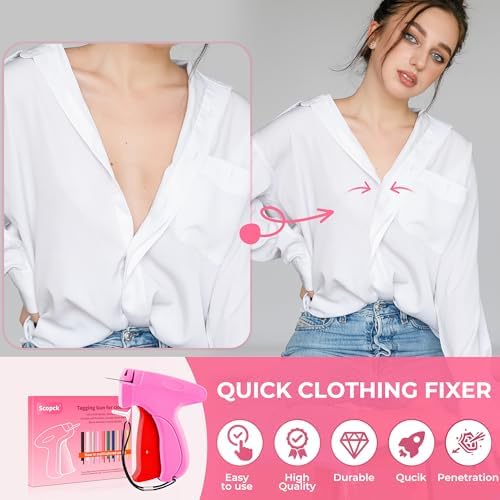 Stitch Gun for Clothes - Handheld Stitch Gun Quick Clothing Fixer - Tagging Gun - Includes 6 Needle, 1000 Black Fasteners & 1004 White Fasteners